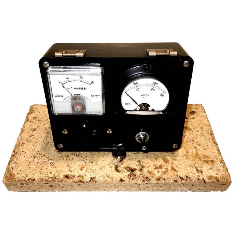 Dual Electrical Meters in Bakelite as Sculpture Mid-20th Century, Great Display